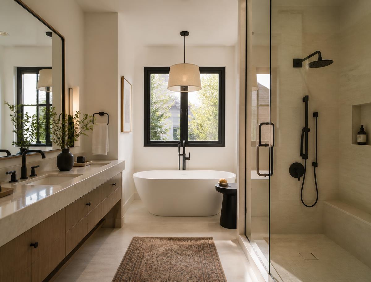 Renovated bathroom in an Etobicoke home with modern fixtures installed by Etobicoke Plumbing